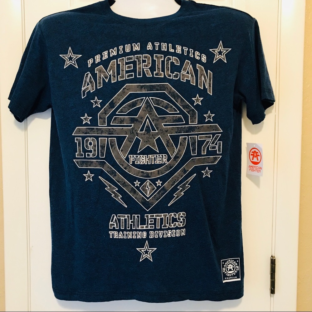 NWT Men’s AMERICAN FIGHTER Shirt Medium Blue  #4